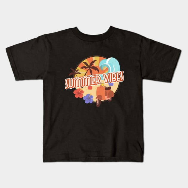 Summer Vibes Kids T-Shirt by MONMON-75